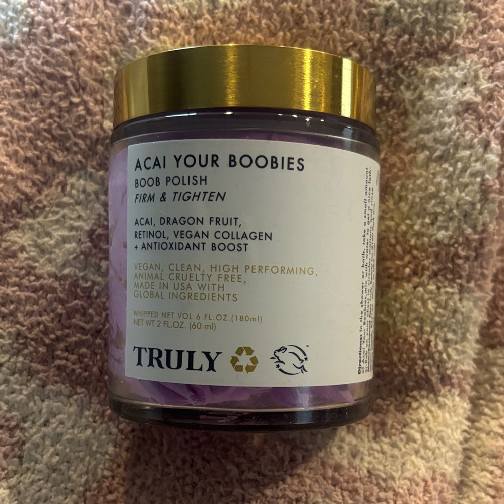 TRULY Acai Your Boobies Firming Boob Polish - Purple and Gold